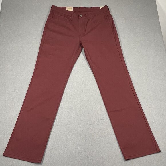 Levis Jeans Mens 34x32 Rust Red 514 Straight Leg Pants Comfort 100% Cotton NEW - Picture 1 of 14